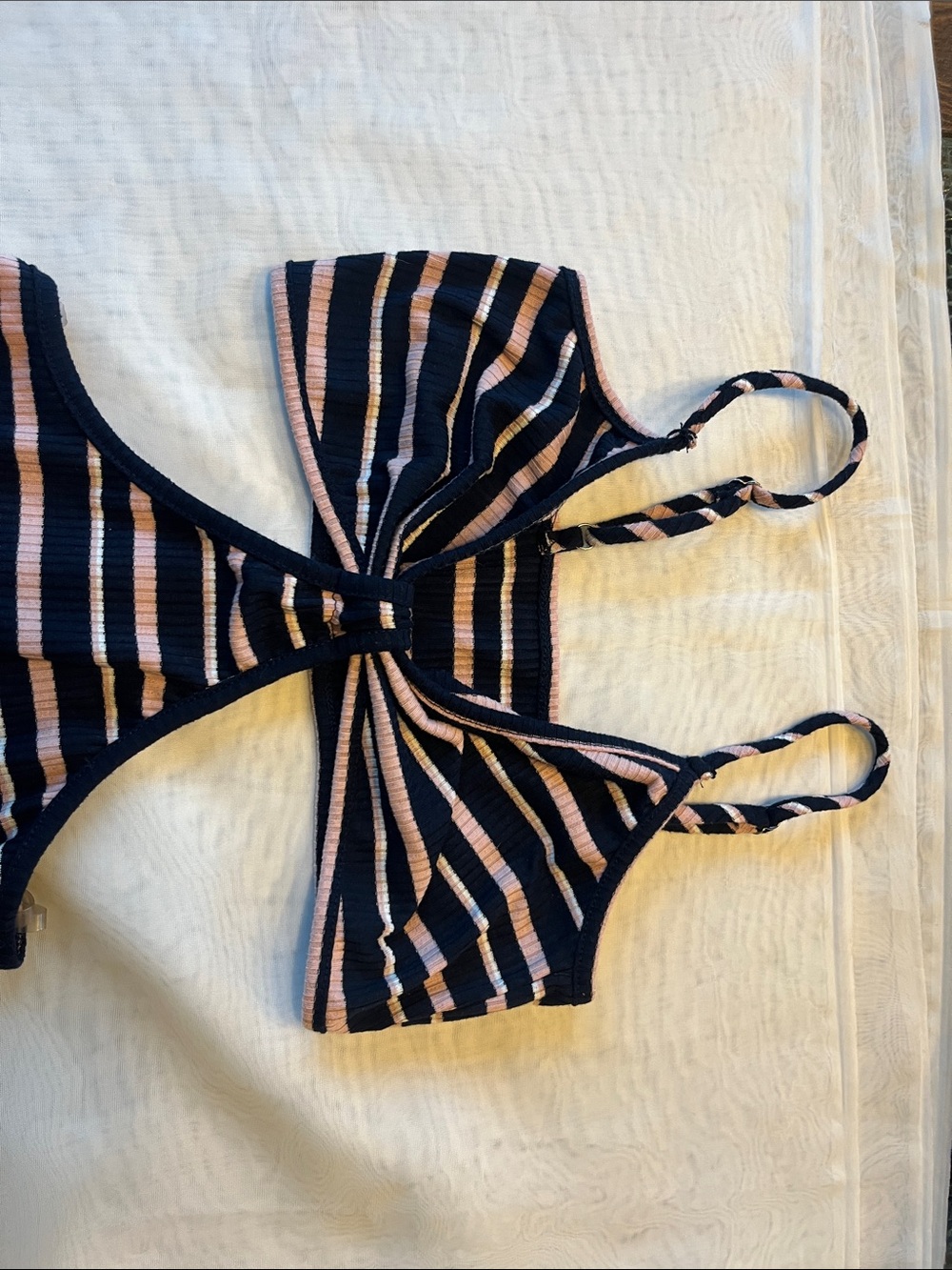 Striped Cutout Ribbed Romper - Picture 2 of 4